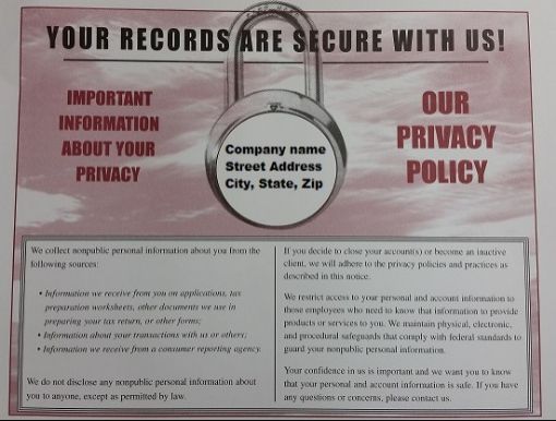 Picture of #PRIVACY-BG PERSONALIZED PRIVACY BROCHURES (BURG)