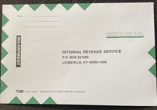Picture of 1040VKY6 - IRS - WITH PAYMENT - Size 6X9