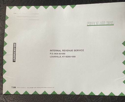 Picture of 1040VKY12 - IRS - WITH PAYMENT - Size 9X12