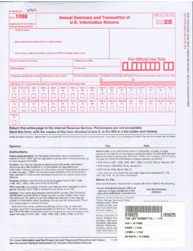 Picture of 5100 | 1096 Federal Annual Summary & Transmittal U.S. Information Returns