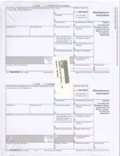 Picture of 5112 | 1099-MISC Payer or State Copy C  2-Up Format