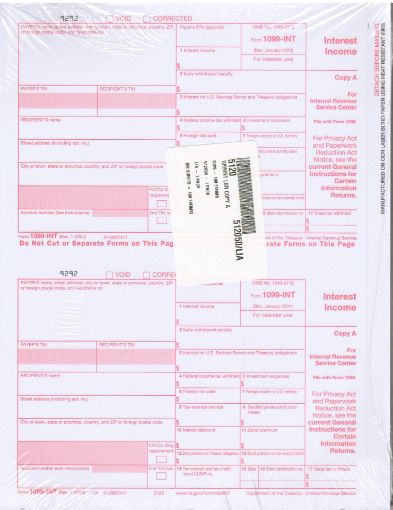 Picture of 5120 | 1099-INT Federal Copy A (Red)  2-Up Format