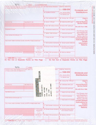 Picture of 5130 | 1099-DIV Federal Copy A (Red)  2-Up Format