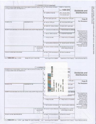 Picture of 5131 | 1099-DIV Recipient Copy B  2-Up Format
