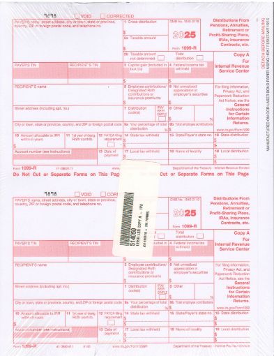 Picture of 5140 | 1099-R Federal Copy A (Red)  2-Up Format