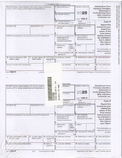 Picture of 5141 | 1099-R Employee Copy B  2-up Format