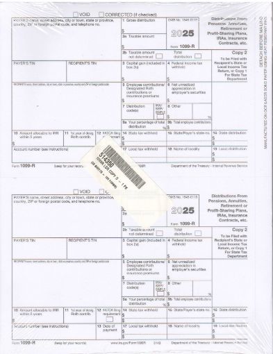 Picture of 5143 | 1099-R Payer Copy D  2-Up Format