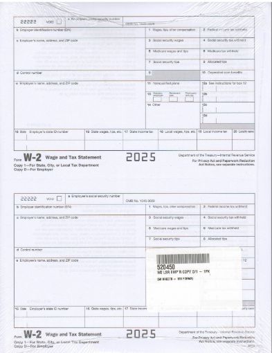 Picture of 5204 | W-2 Employer Record - Copy D or Copy 1