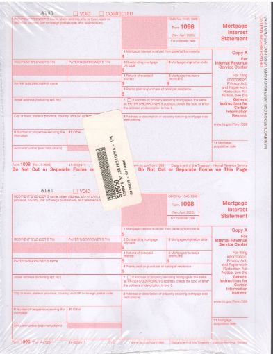 Picture of 5150 | 1098 Mortgage Interest Federal Copy A (Red)