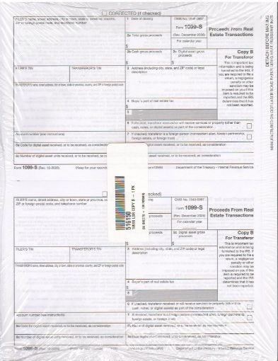 Picture of 5161-1 | 1099-S Copy B  2-Up Format