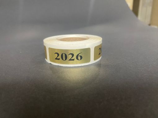 Picture of YEAR-GLD-B26 - "2026" TAX YEAR LABELS - BULK ROLL - GOLD FOIL