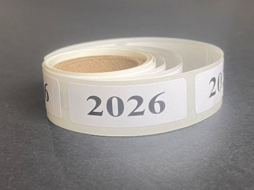 Picture of YEAR-WHT26 - "2026" TAX YEAR LABELS - ROLL OF 50 - WHITE GLOSS